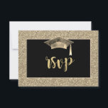 OSA för Studentfest av Grad Cap-Guldet i chic Glit<br><div class="desc">Guld glitter studentmössa på svart och guld glitter.</div>