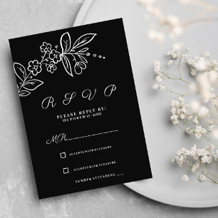 Osa för svartvit blommigt med enkel elegant inbjudningar
