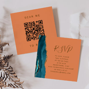Osa för Teal Guld Agate Tangerine QR Code Tilläggskort