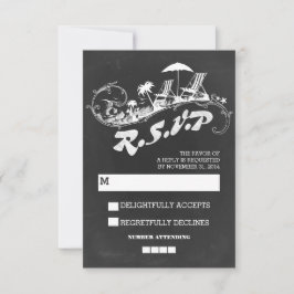 Osa för tropiska strandbröllop med kalkbräda kort