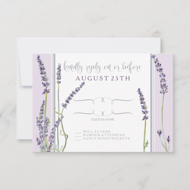 OSA Fransk Lavender Blommigt Modern Typografi Kort (Framsida)