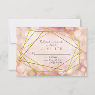 OSA Geometric Polygon Bokeh Twinkling Ljus Rosa Kort