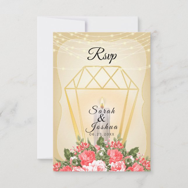 OSA - Golden Lantern och Coral Flowers Kort (Framsida)