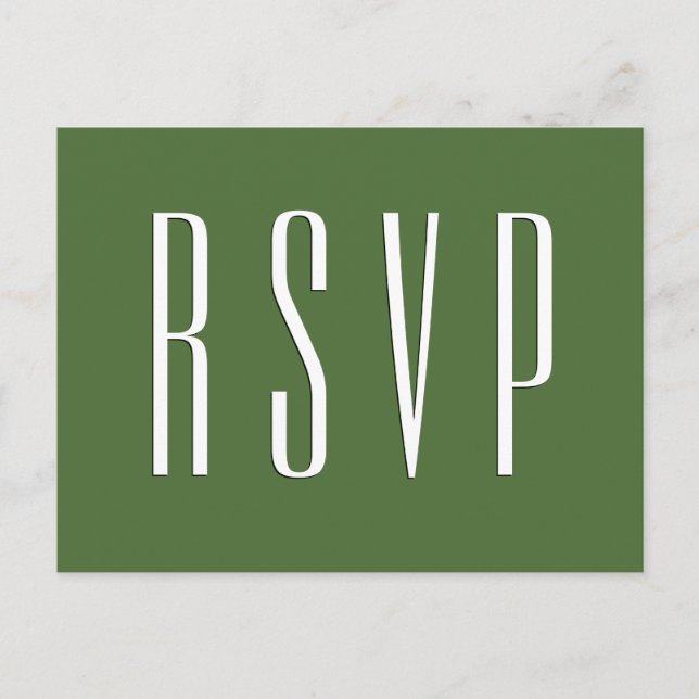 OSA Grönt eller ANY FÄRG Bröllop svar Inbjudan Vykort (Framsida)