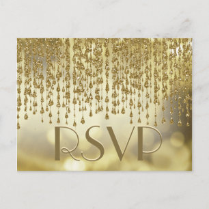 OSA Guld Confetti Streams med Bokeh Background Inbjudan Vykort