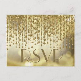 OSA | Guld Confetti Streams med Bokeh Background Inbjudan Vykort
