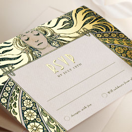 OSA Guld Grönt Reply Vintage Art nouveau Mucha