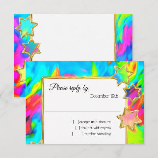 OSA Guld Star Abstrakt Turquise Tie Dye Inbjudningar