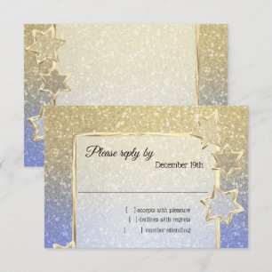 OSA Guld Star Blue Guld Ombre Ombre Inbjudningar