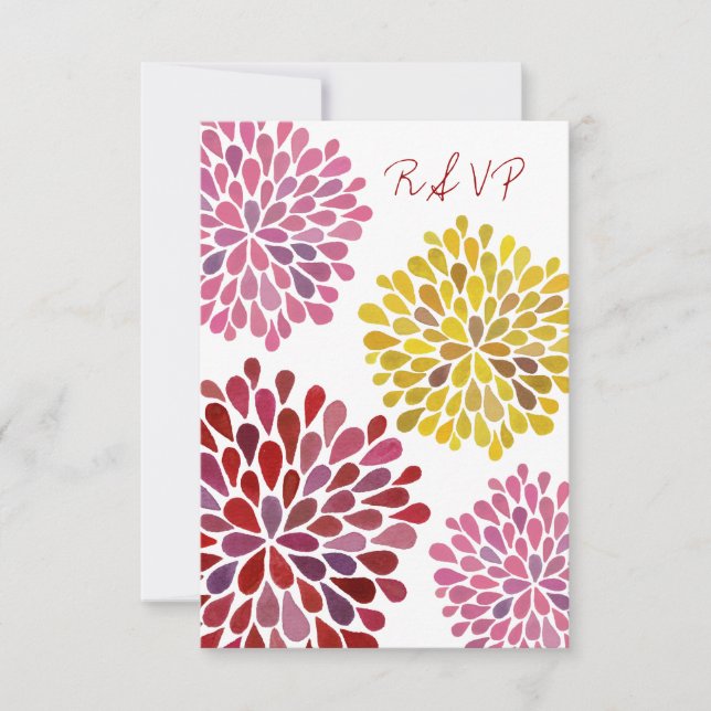 OSA Gult Red Rosa Flower Blommar Bröllop Card Kort (Framsida)