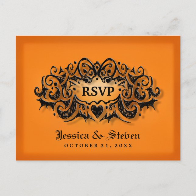 OSA Halloween-PSU-vykort med fet Orange svart Inbjudan Vykort (Framsida)