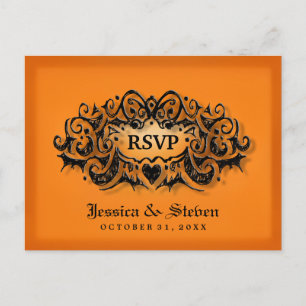 OSA Halloween-vykort med fet Orange Black Bröllop Inbjudan Vykort