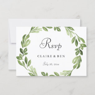 Osa i Watercolor Greenery Vår bröllop Inbjudan
