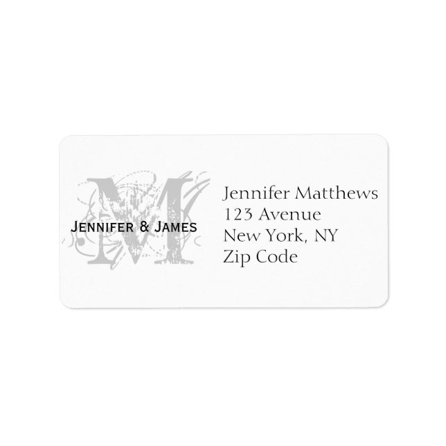 OSA kort Adressetiketter Chic Monogram (Framsidan)