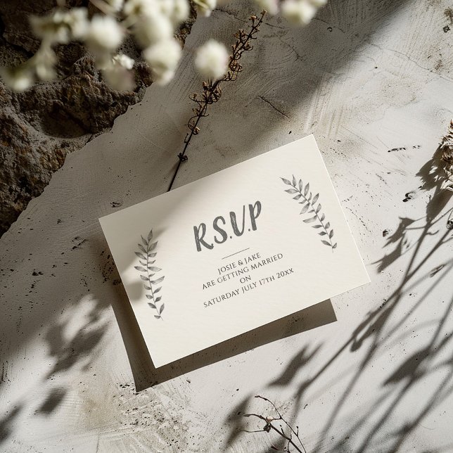 OSA kort av petaler från hand plockade stil (Beautifully illustrated in pencil sketch style and featuring elegant script RSVP card)
