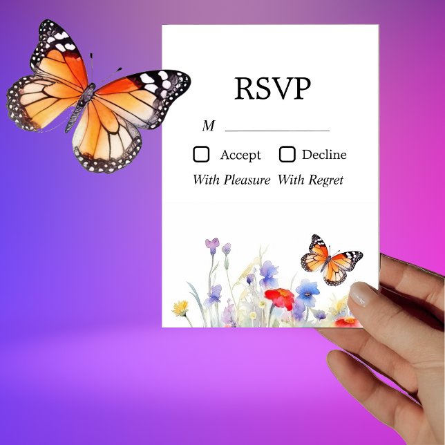 OSA kort av vattenfärg Butterfly och Wildblommor (Skapare uppladdad)
