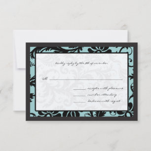 OSA kort-Black och Aqua Blue Damask Kort