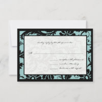 OSA kort-Black och Aqua Blue Damask