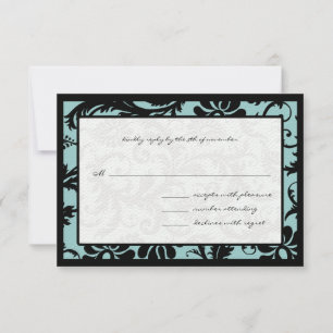 OSA kort-Black och Aqua Blue Damask Kort