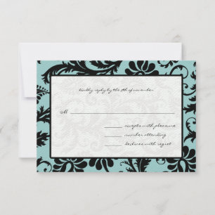 OSA kort-Black & White Damask Aqua Blue Kort