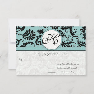 OSA kort-Black & White Damask Mörk Bassäng Blue Kort
