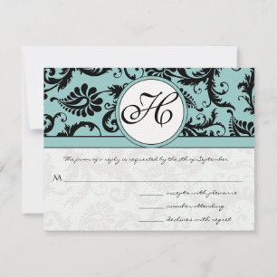 OSA kort-Black & White Damask Mörk Bassäng Blue Kort