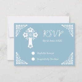 OSA kort Blommigt Kor Christening Himmel Blue
