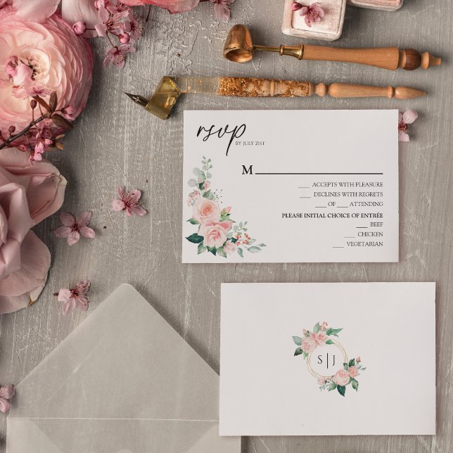 OSA kort  Blommigt Vita Bröllop Menu (Skapare uppladdad)