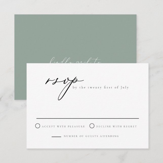 OSA KORT CARMEN Minimalist Script Sage Grönt (Fram/baksida)