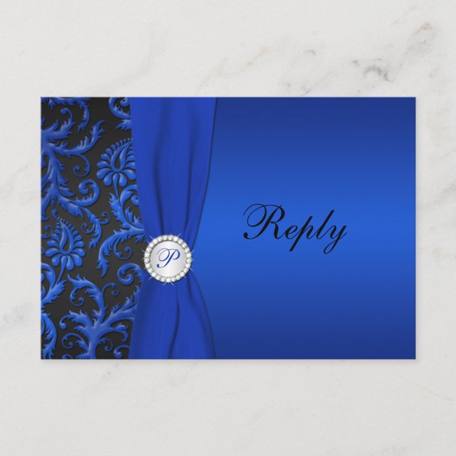 OSA kort Cobalt Blue and Black Damask (Framsida)
