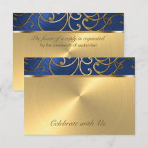 OSA kort Elegant Blue och Guld Filigree
