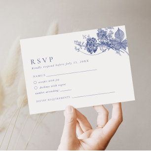 OSA kort elegant Fransk blått Blommigt