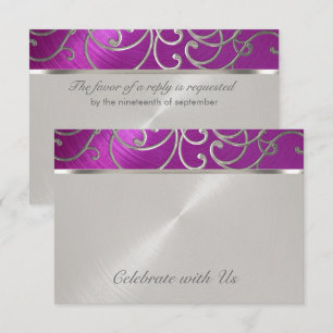 OSA kort Elegant Raspberry Rosa Silver Filigree