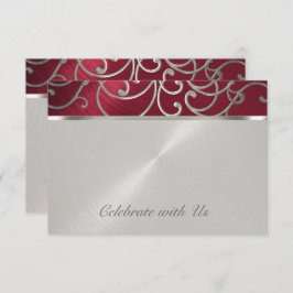 OSA kort Elegant Red och Silver Filigree