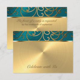 OSA kort Elegant Teal Blue och Guld Filigree
