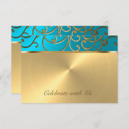 OSA kort Elegant Turcos Blue Guld Filigree