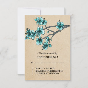 OSA kort för Blommar av Aqua Vintage Cherry