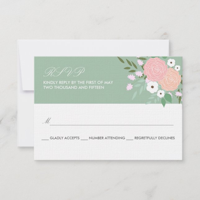 OSA kort för Blommigt av elegant - mynta (Framsida)