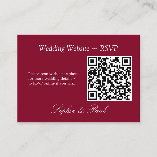 OSA kort för elegant Burgundy QR-kodwebbplats (Framsida)