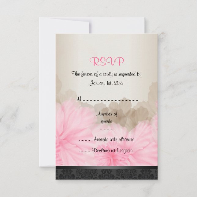 OSA kort för elegant Rosa och svart Blommigt Chic (Framsida)