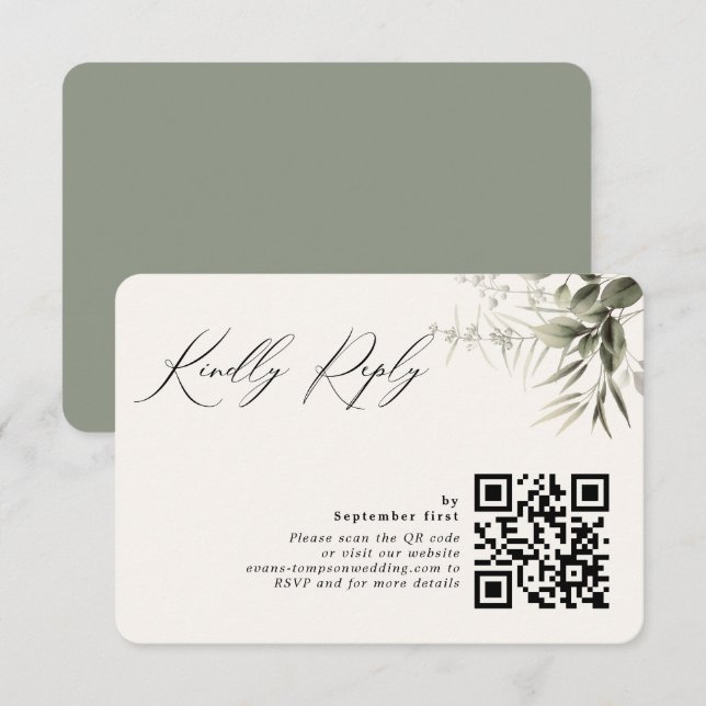 OSA kort för enkel Grey Botanical QR-kod (Fram/baksida)