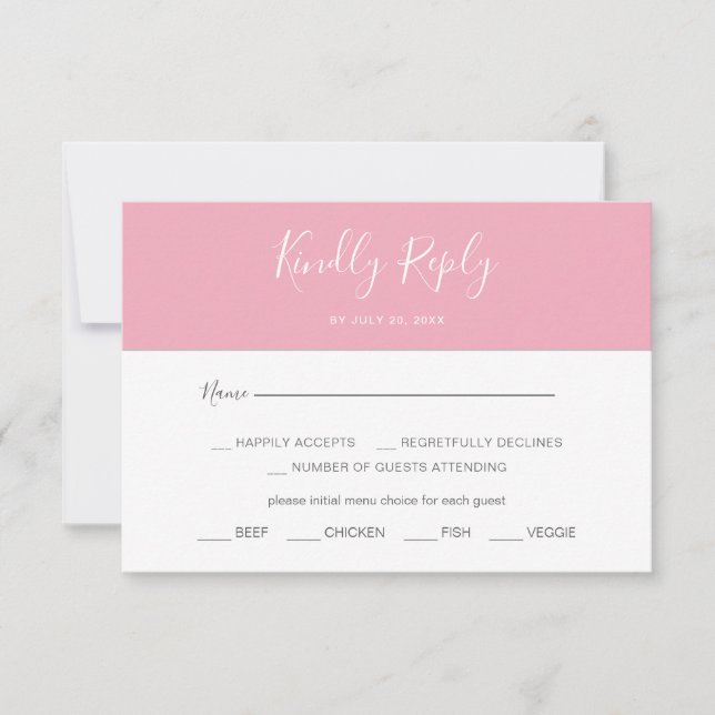 OSA kort för enkelt menyval för vågrät Rosa (Framsida)