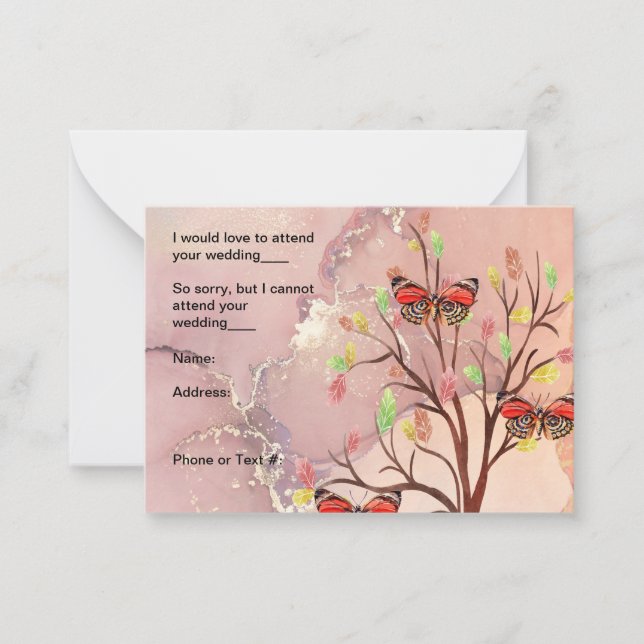 OSA kort för Fall Träd & Butterfly Design (Framsida)