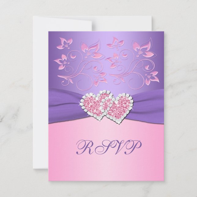 OSA kort för Gått med rosa och Lila Blommigt (Framsida)