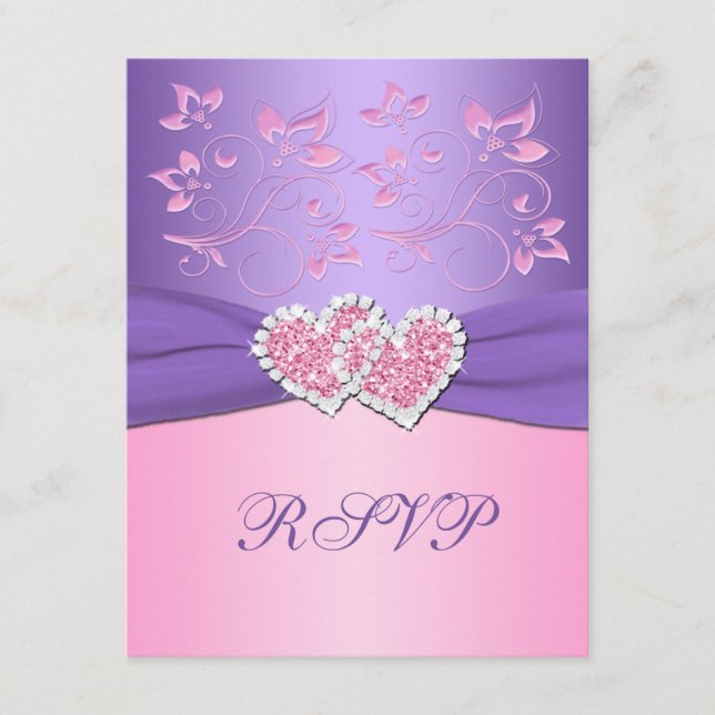 OSA kort för Gått med rosa och Lila Blommigt (Framsida)