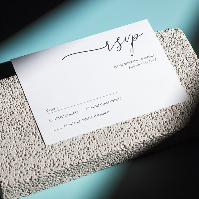 OSA kort för handskrivet skript för elegant minima (Elegant Minimalist Handwritten Script Wedding RSVP Card)