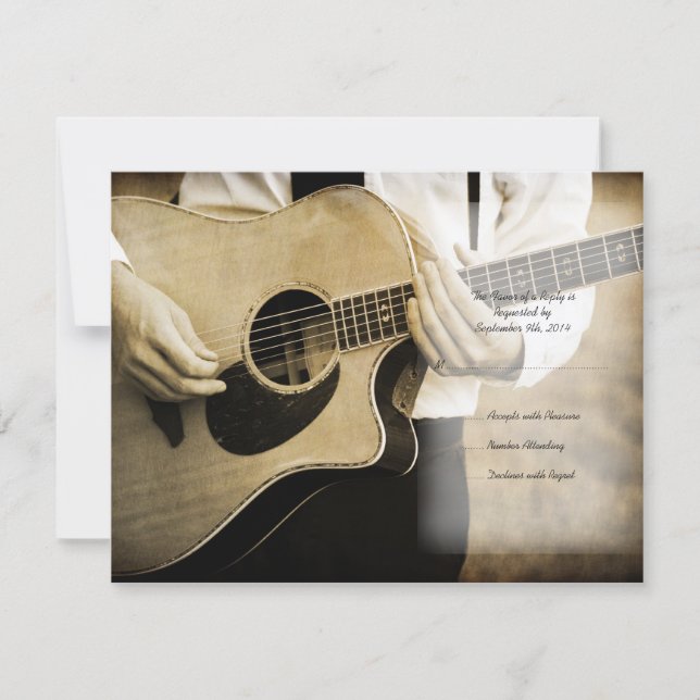 OSA kort för inbjudan till Guitar-bröllop (Framsida)
