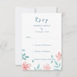 OSA kort för inbjudan till Rosa av vattenfärgsfärg