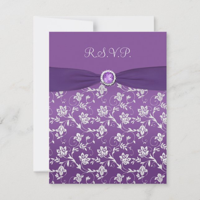 OSA kort för lila och Silver Blommigt (Framsida)