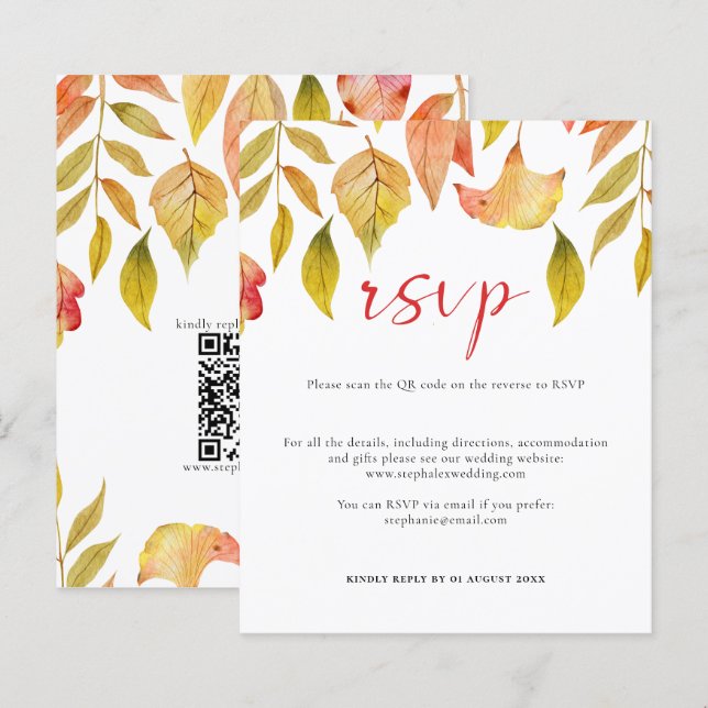 OSA kort för QR-kod för budgeterat Höst löv (Fram/baksida)